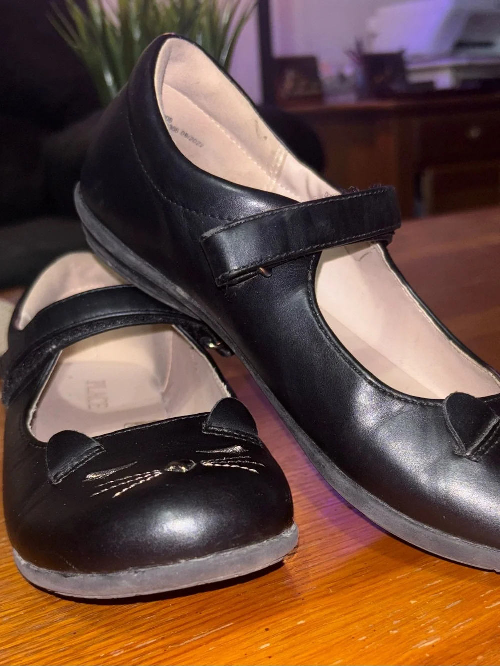 Girls Black Cat Mary Jane School Shoes